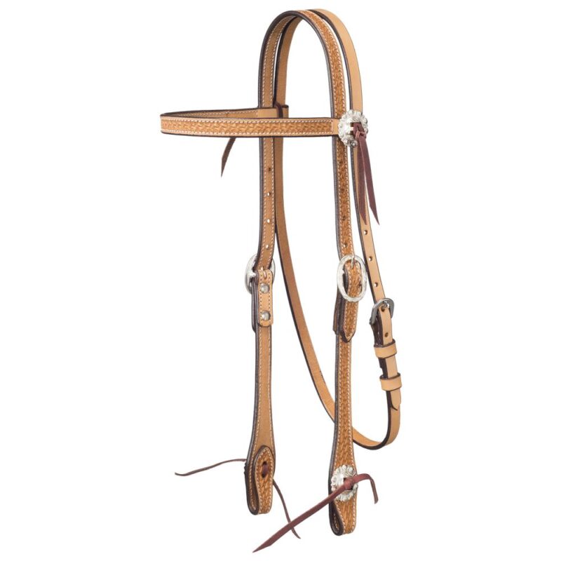 Royal King Basket Stamp Browband Headstall With Silver Hardware